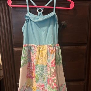 Lilly Pulitzer Light Blue dress with Pastel Multi-Print Skirt